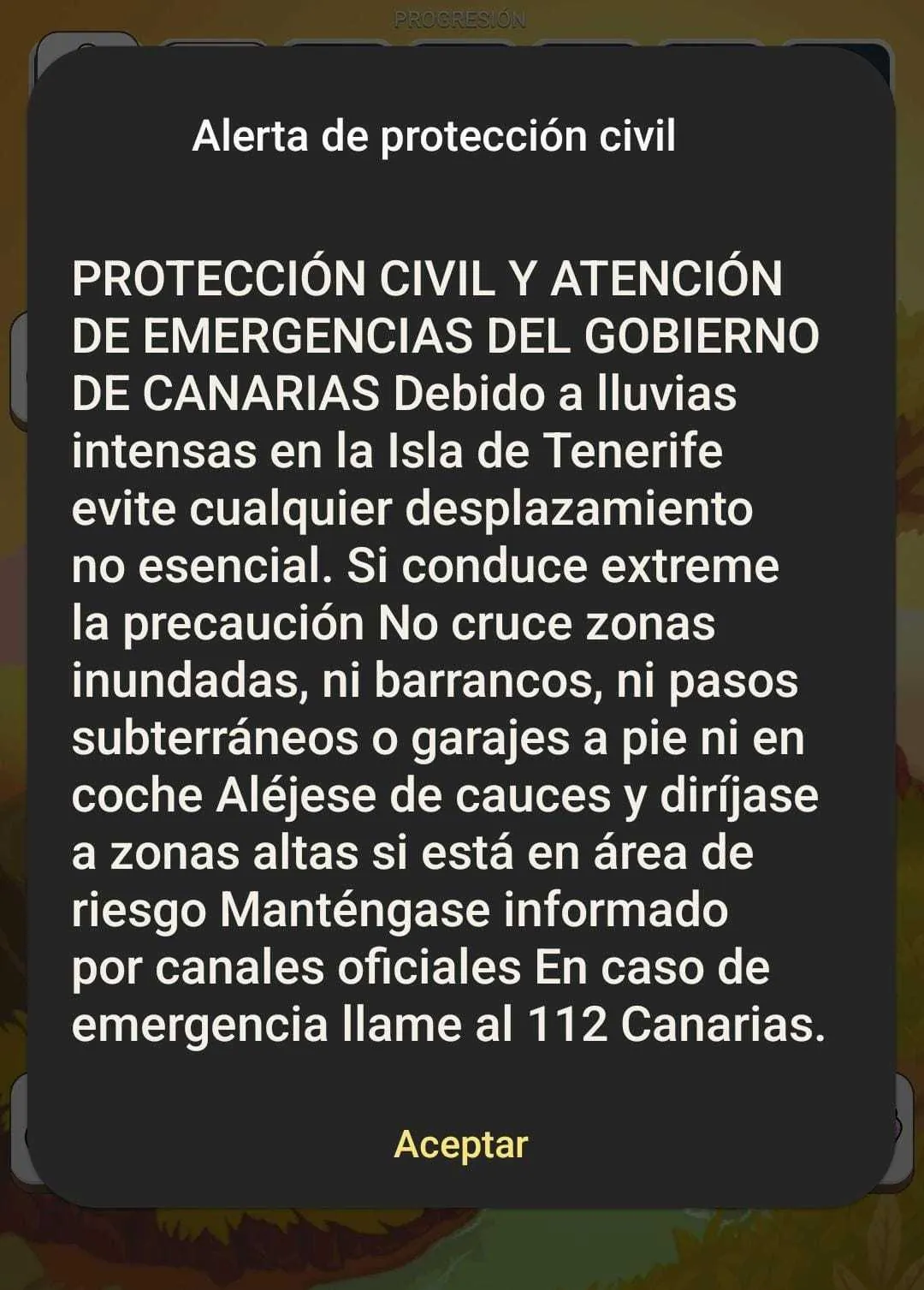 Canarias emite un aviso ES-Alert por lluvias intensas en Tenerife y pide limitar movilidad
