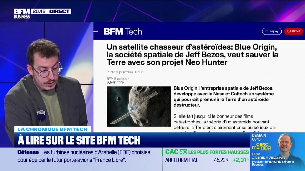 À lire sur le site Tech&Co : Un satellite chasseur d'astéroïdes : Blue Origin, la société spatiale de Jeff Bezos, veut sauver la Terre avec son projet Neo Hunter, par Sylvain Trinel - 24/03
