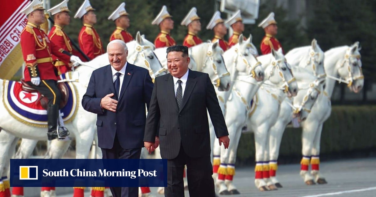 Lukashenko greeted by Kim Jong-un on Belarus leader’s first visit to North Korea