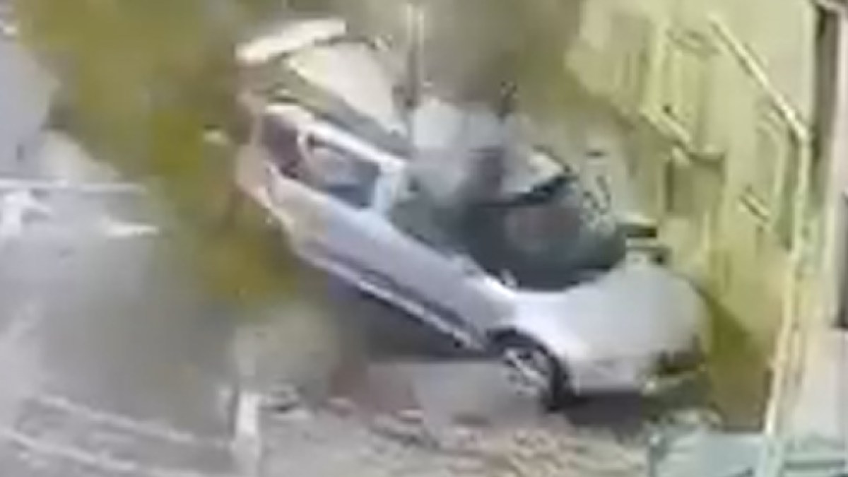 ‘Missile hit’ flips car in Israel