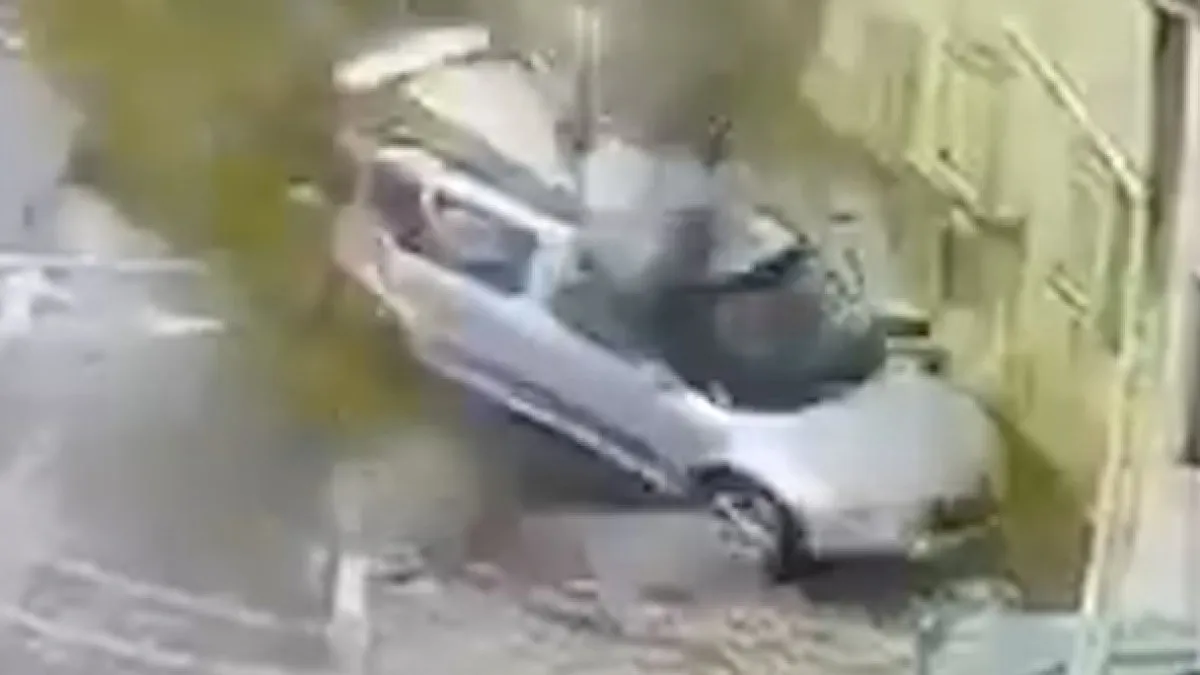‘Missile hit’ flips car in Israel