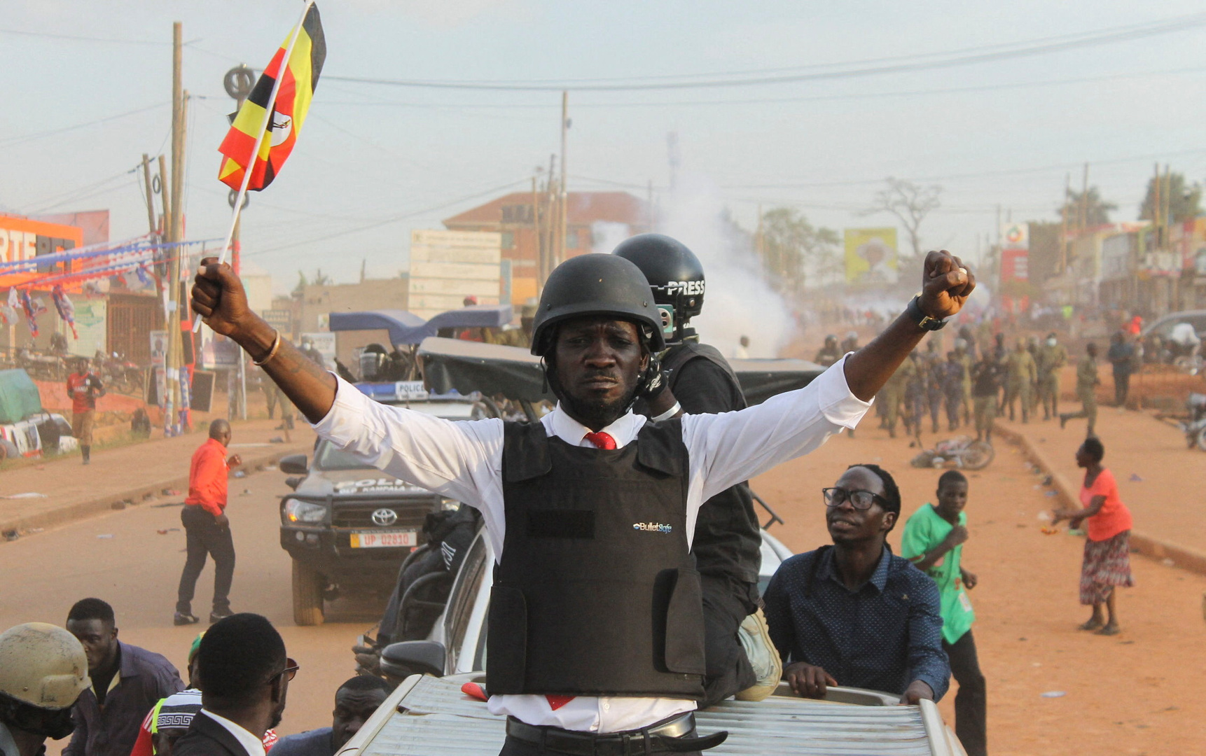 Ugandan police tear gas crowd at Bobi Wine campaign event