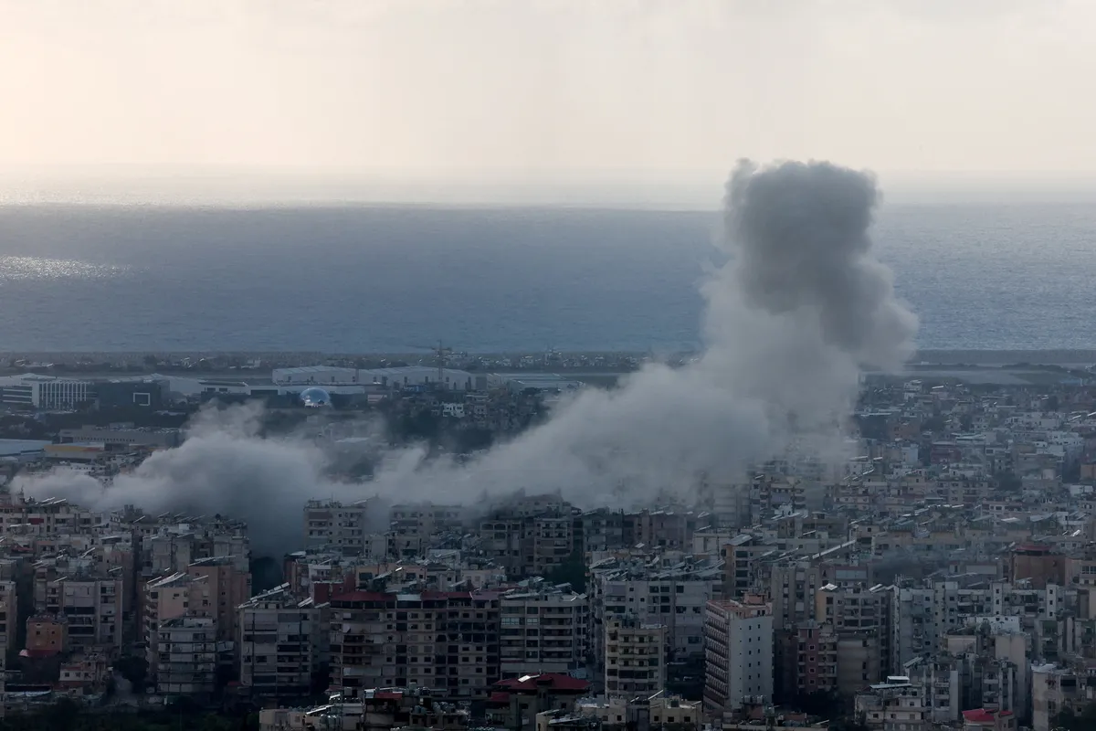 Smoke rises over Beirut suburbs after massive Israeli airstrike