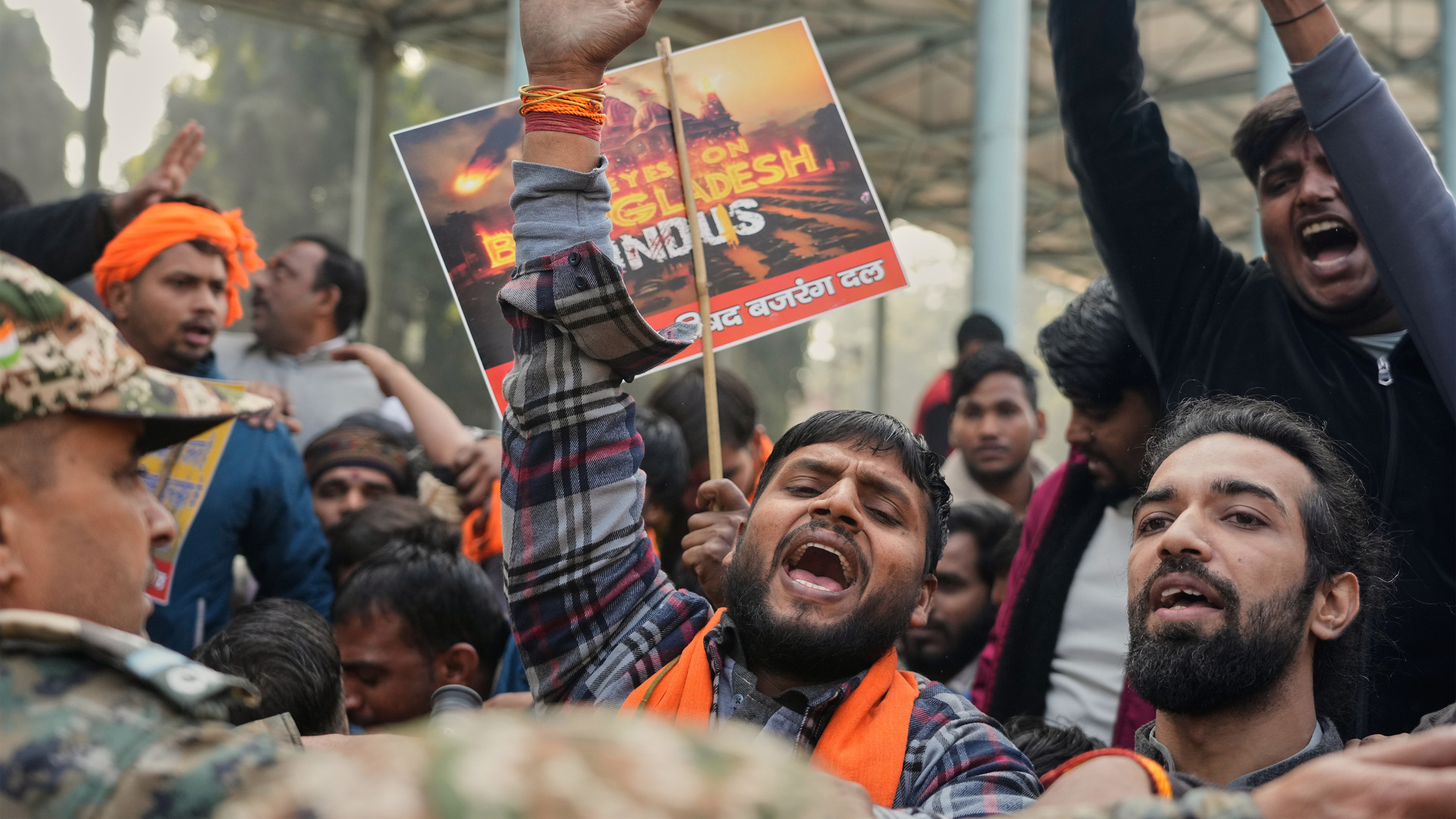 Hindutva protest at Bangladesh High Commission over lynching of Hindu man