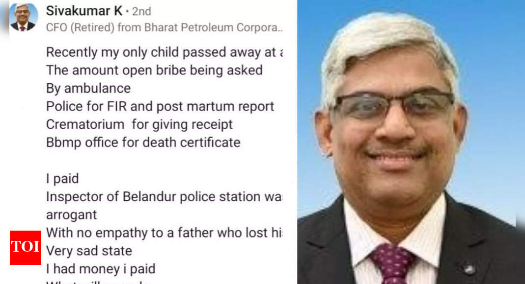 ‘I paid them all’: Ex-BPCL CFO claims he had to bribe Bengaluru officials after daughter's death