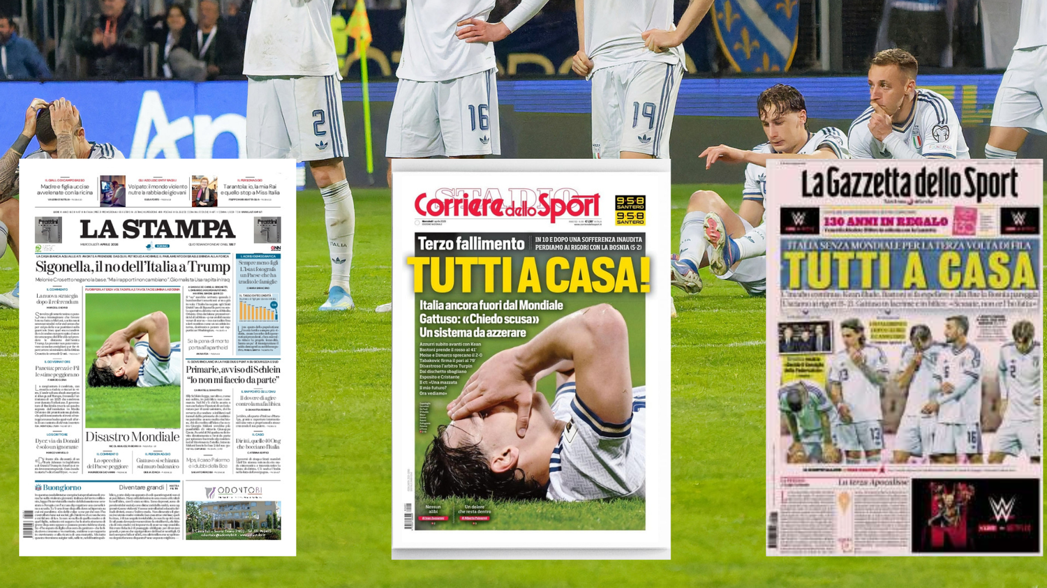 Coupe du monde 2026 : "Tous à la maison", "malédiction du Mondial", le "cauchemar continue", la presse italienne accable sa Nazionale