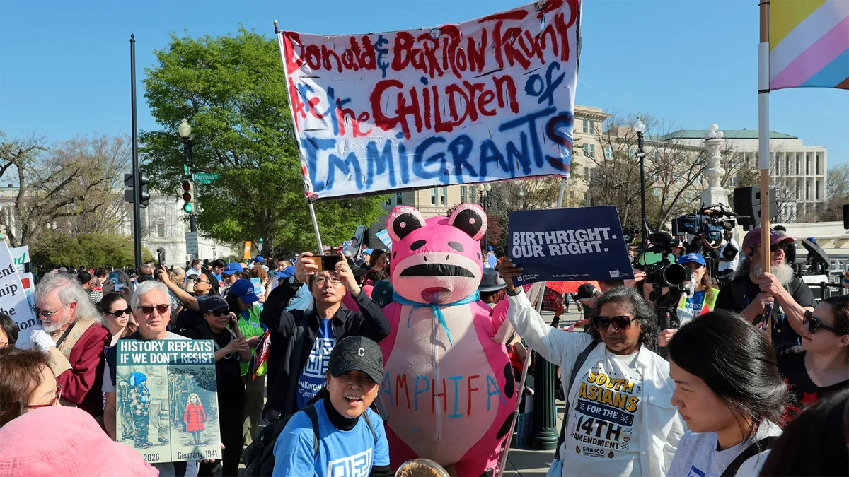 Protesters gather to oppose changes to US birthright citizenship law