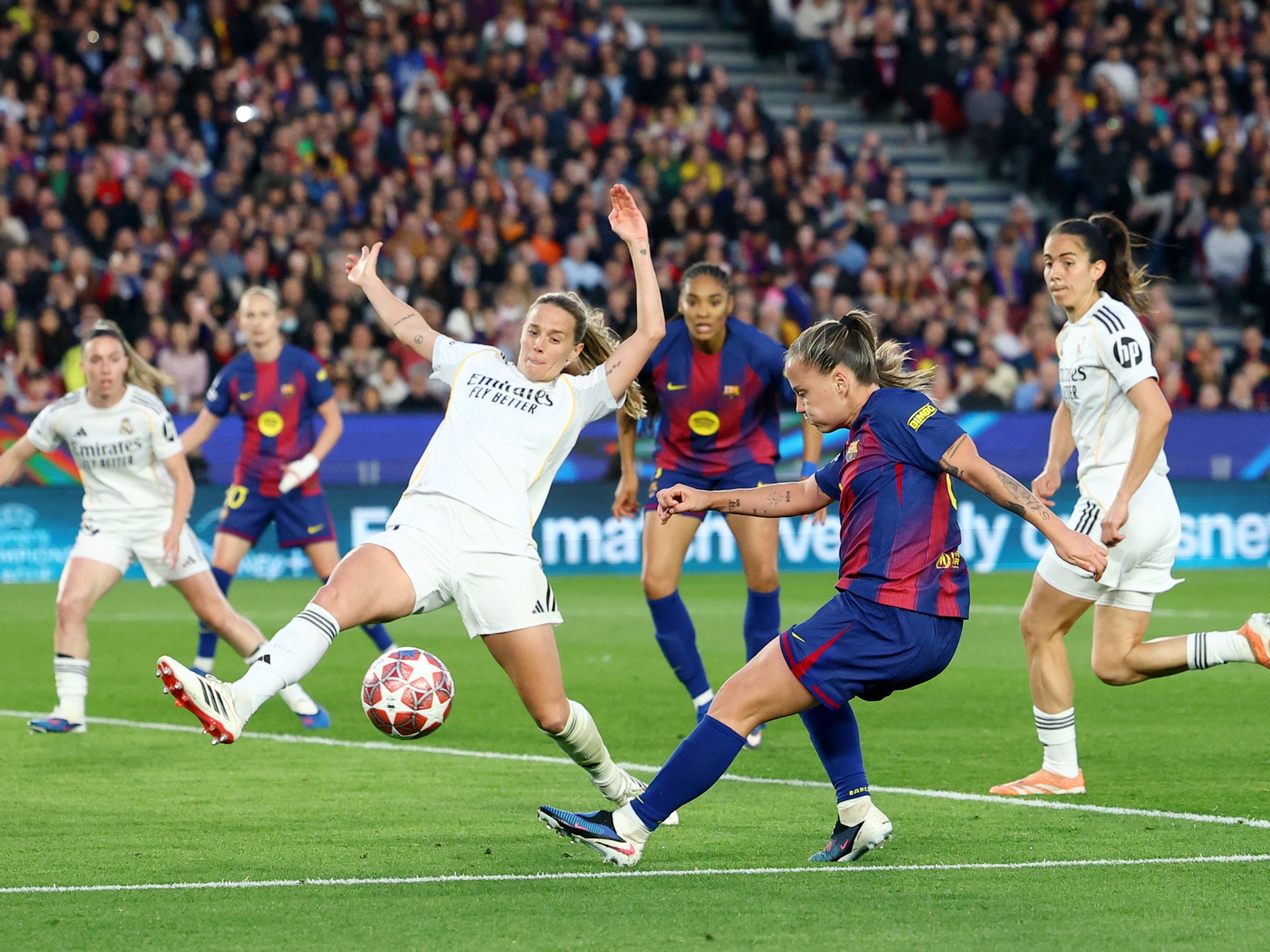Barcelona thump Real Madrid 6-0 to reach women’s Champions League semifinal