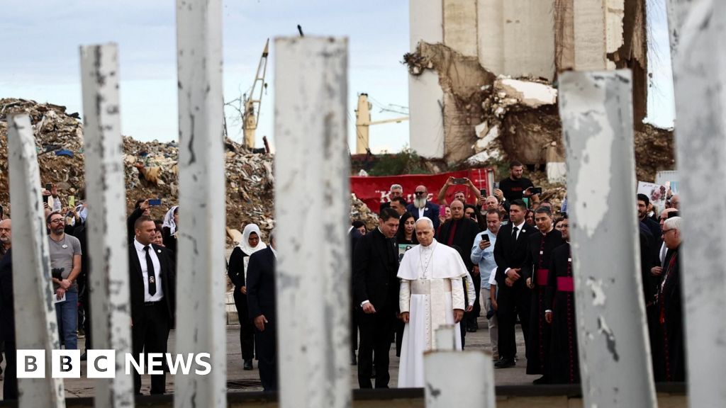 Pope prays at Beirut port blast site on last day of Lebanon visit