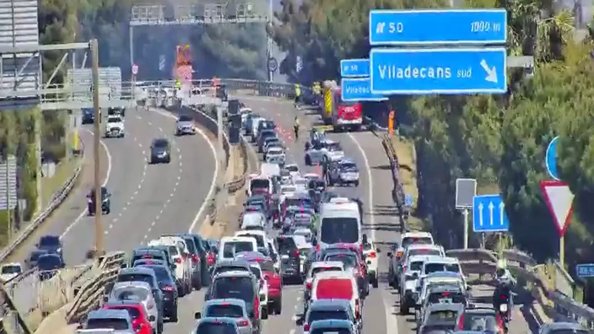 Un incendio corta la C-32 en Gavà y quema 500 metros cuadrados del Parc Agrari del Baix Llobregat