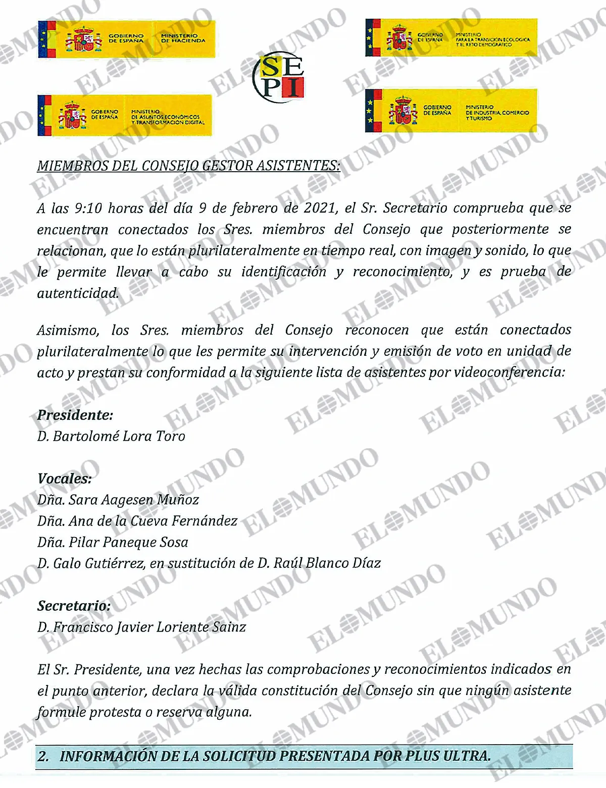 El acta del "animado debate" de altos cargos de cuatro ministerios que encauzó el rescate de 53 millones a Plus Ultra