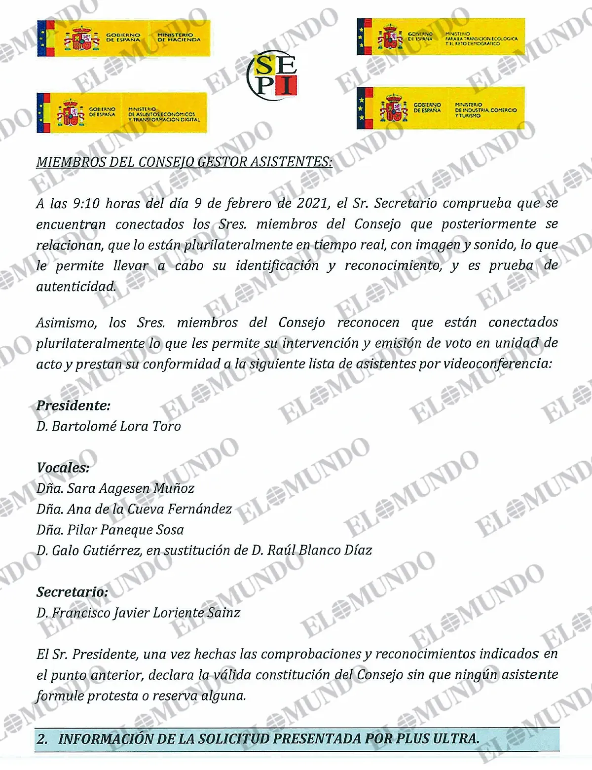 El acta del "animado debate" de altos cargos de cuatro ministerios que encauzó el rescate de 53 millones a Plus Ultra