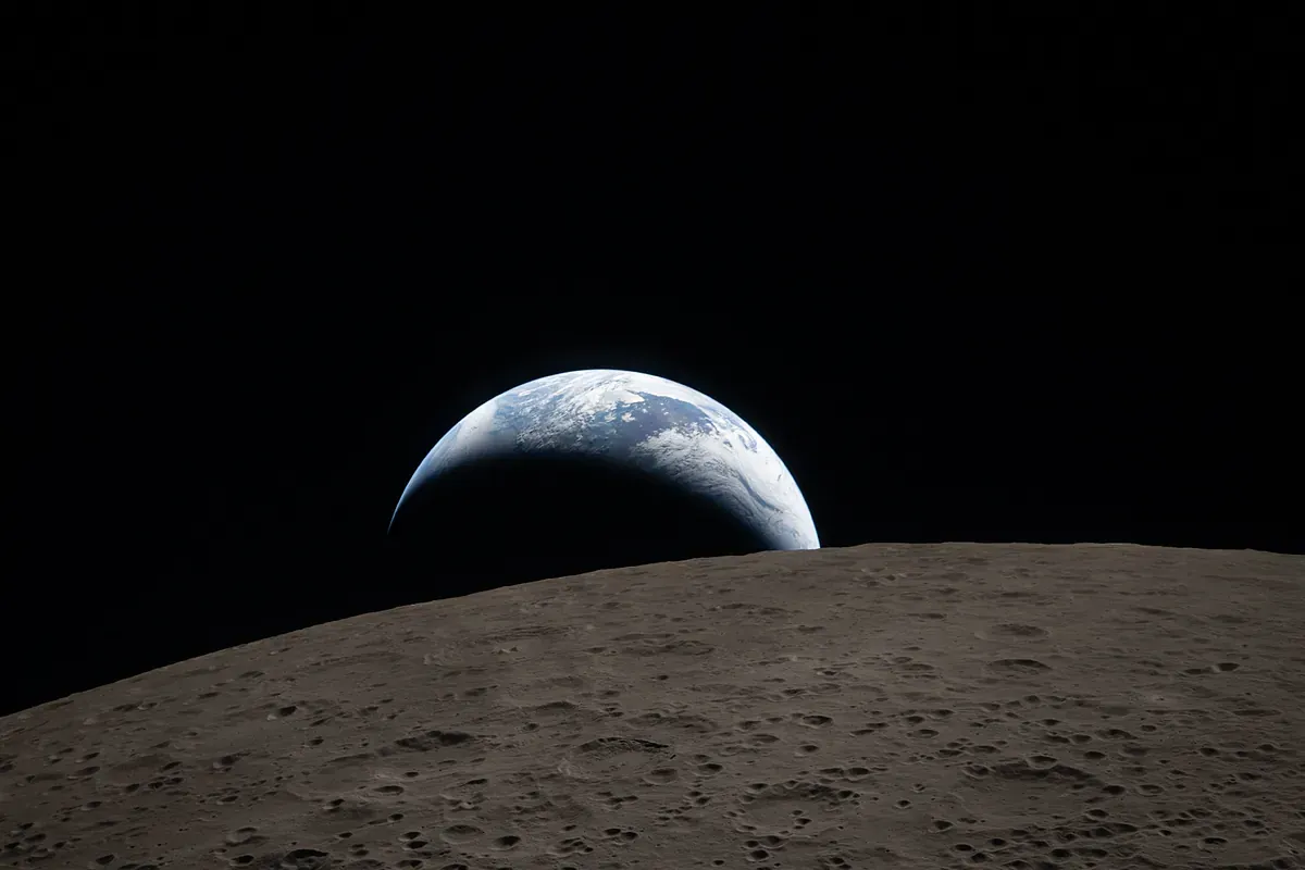 Primera imagen de la Tierra desde la cara oculta de la Luna