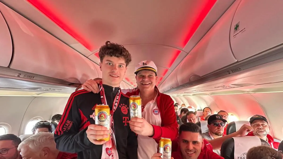 
                                        La ingeniosa idea de una peña del Bayern para viajar a Madrid en avión y con cerveza a mitad de precio
                                    