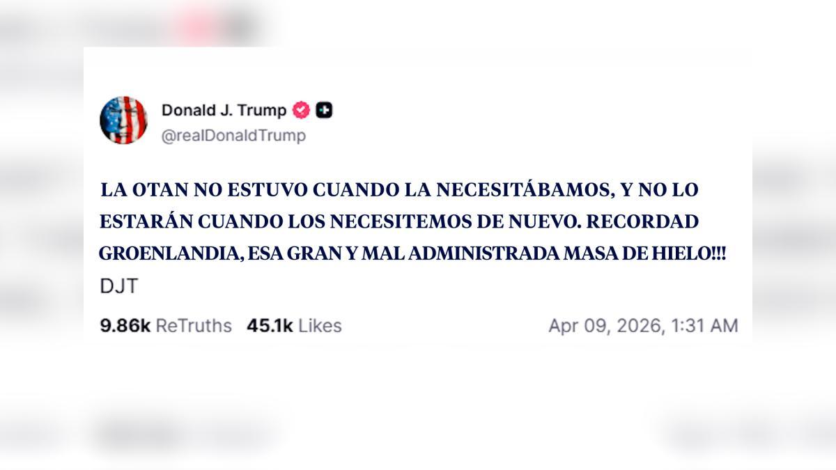 
                Trump: “La OTAN no estuvo cuando la necesitamos. Recordad Groenlandia”
            