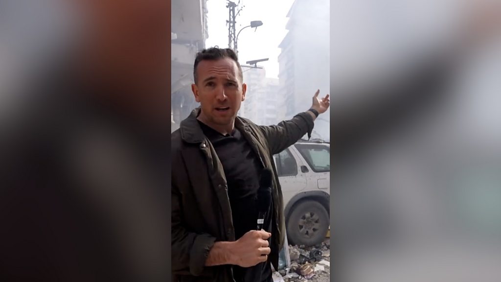 BBC at the site of Israeli air strikes in Beirut