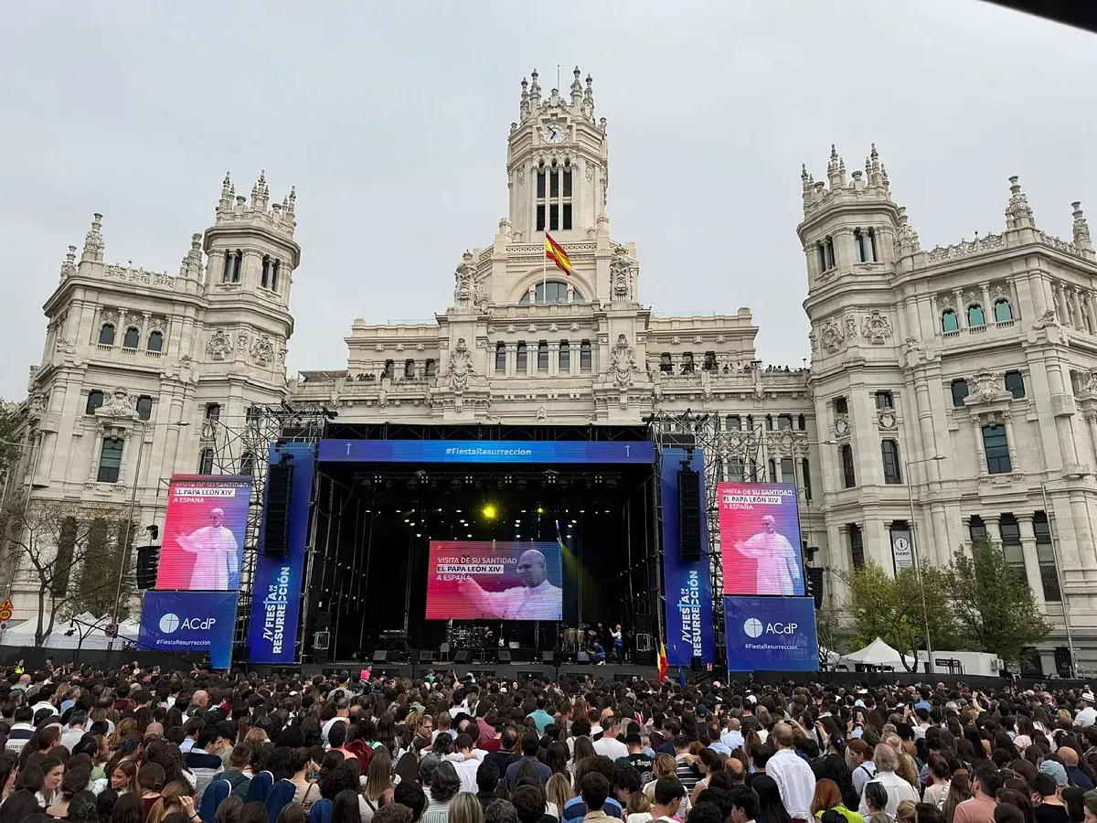 Cibeles calienta motores al son de la música para la visita del Papa: de la Fiesta de la Resurrección a la vigilia de León XIV en junio