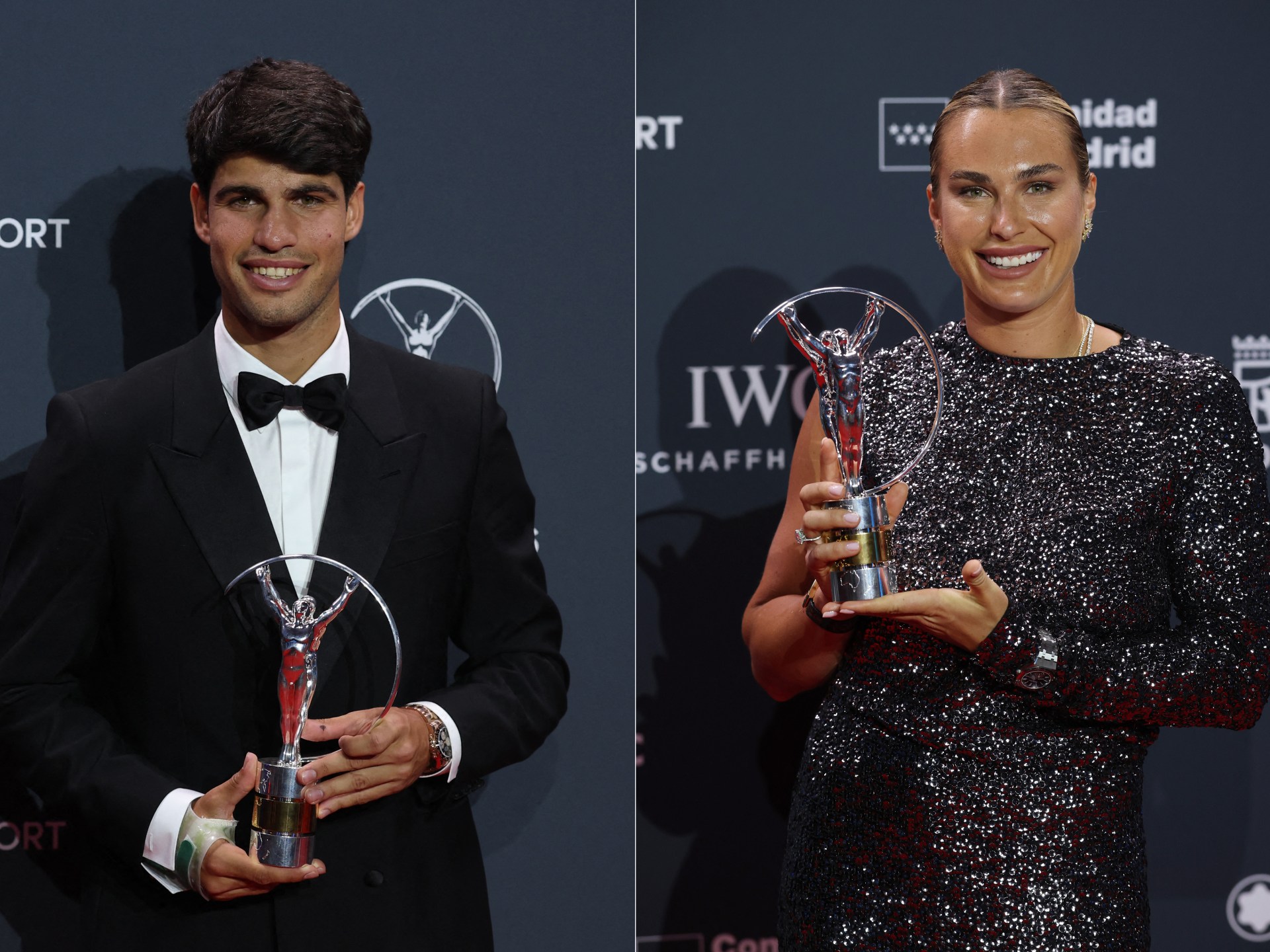 Tennis duo Sabalenka and Alcaraz sweep top Laureus sports honours
