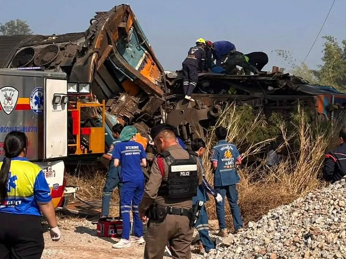 At least 22 people killed when crane falls on train in northeast Thailand