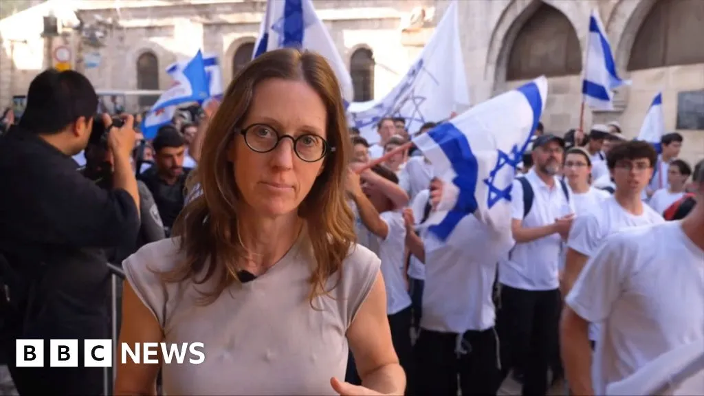 BBC on the ground during march through Jerusalem's Old City