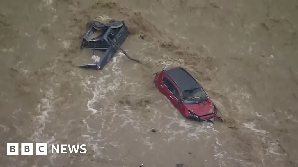 Watch: Aerial footage shows cars swept away by flash floods in Australia
