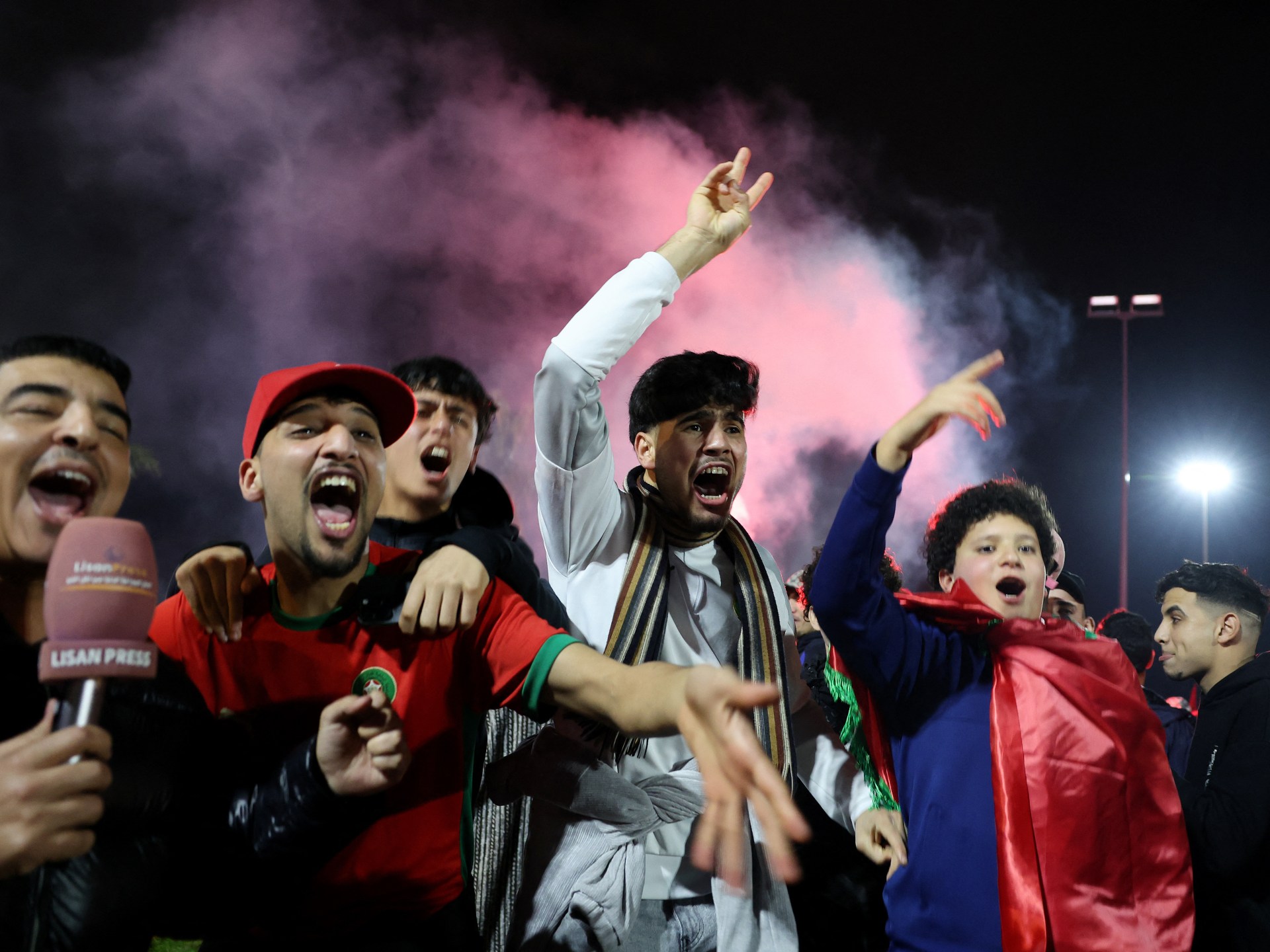 Morocco and Senegal celebrate advancing to the AFCON final showdown