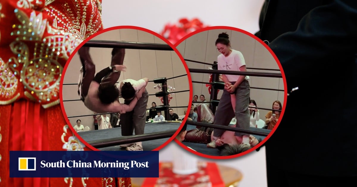 China couple make wedding memorable by hosting wrestling match, with loser facing housework