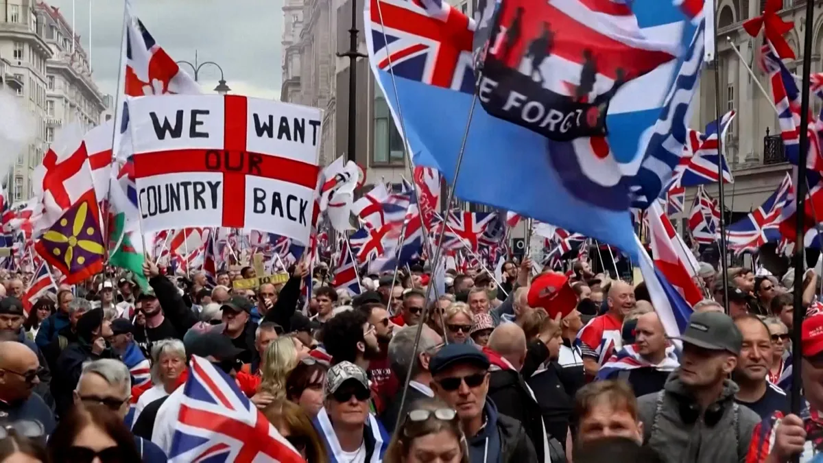 Tens of thousands join far-right rally in central London