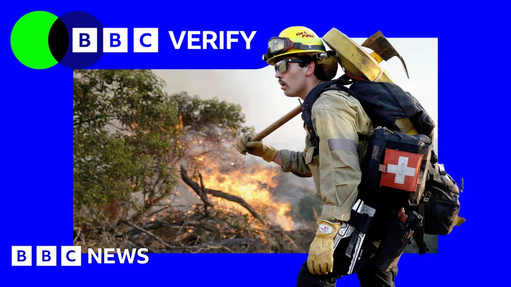 Uncontrolled California wildfires seen from space