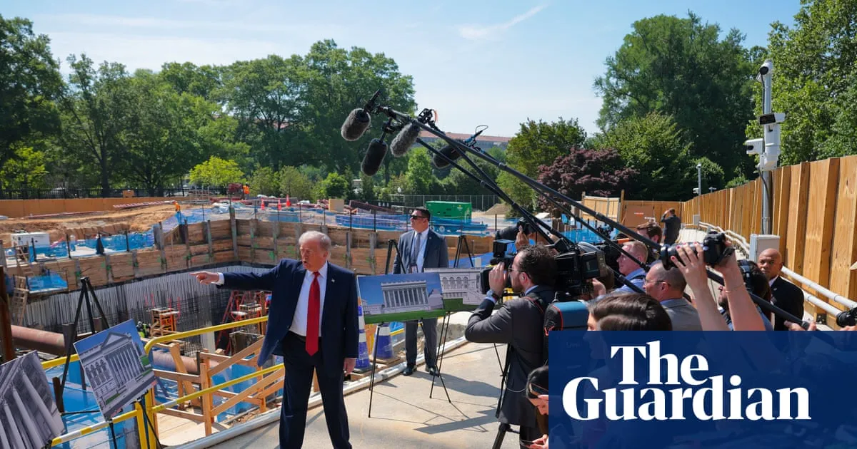 Trump leads media tour of ballroom building site as Congress balks at $1bn price tag