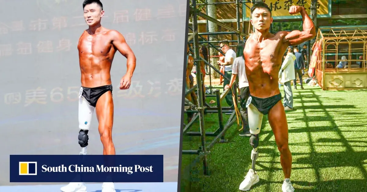 Chinese man who lost a leg and an arm inspires many by competing in bodybuilding