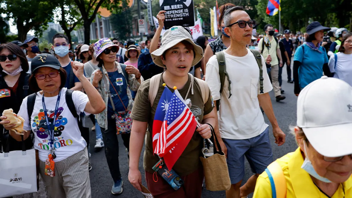 Thousands rally in Taiwan to boost defence spending amid China tensions