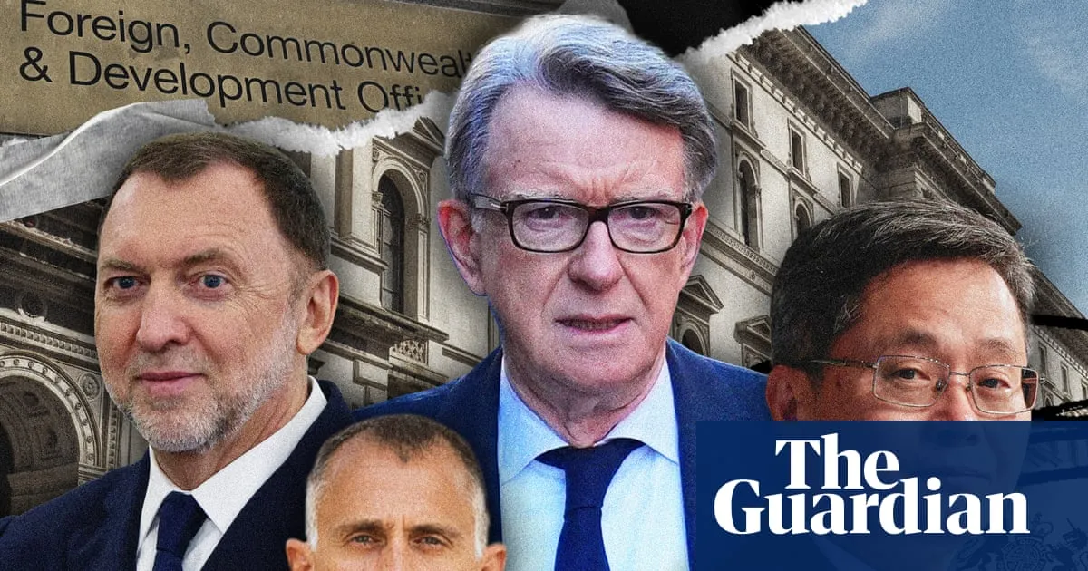 Revealed: Mandelson vetting warned of ties to senior figures in China, Russia and Israel