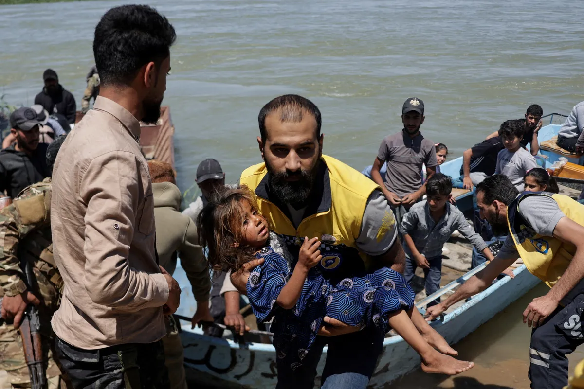 Rescues in eastern Syria after the Euphrates River bursts its banks