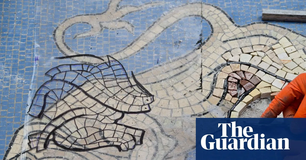 ‘What happened to the testicles?’: mockery in Milan over bull mosaic’s restoration