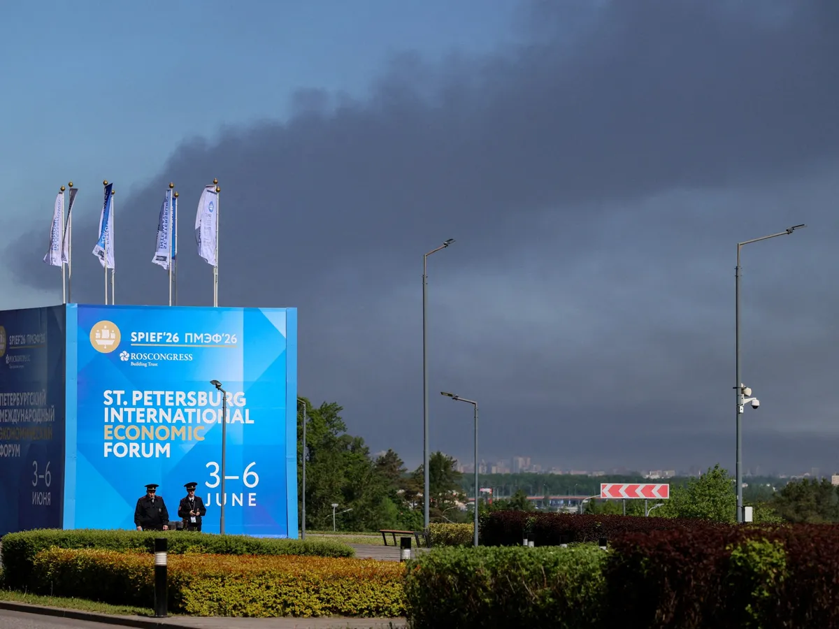 Russia says hundreds of Ukrainian drones downed as economic forum ends