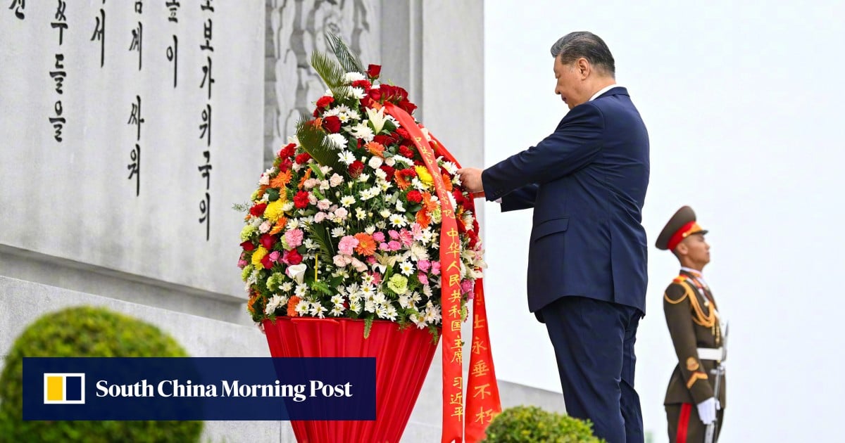 Xi Jinping’s visit to North Korean war monument evokes ‘eternal historical memory’