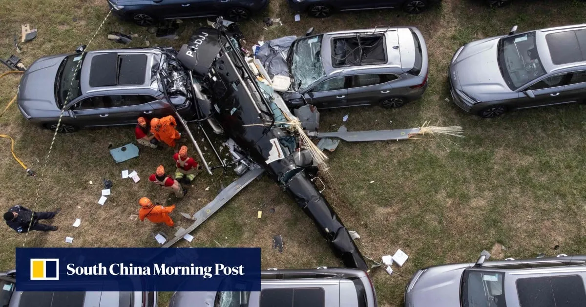 6 killed after helicopters collide in Rio de Janeiro, crashing into car park