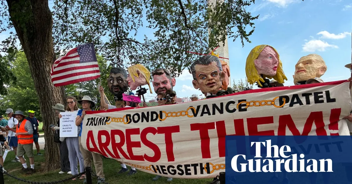 ‘Reeks of corruption’: protesters rally as Trump hosts UFC event on his birthday