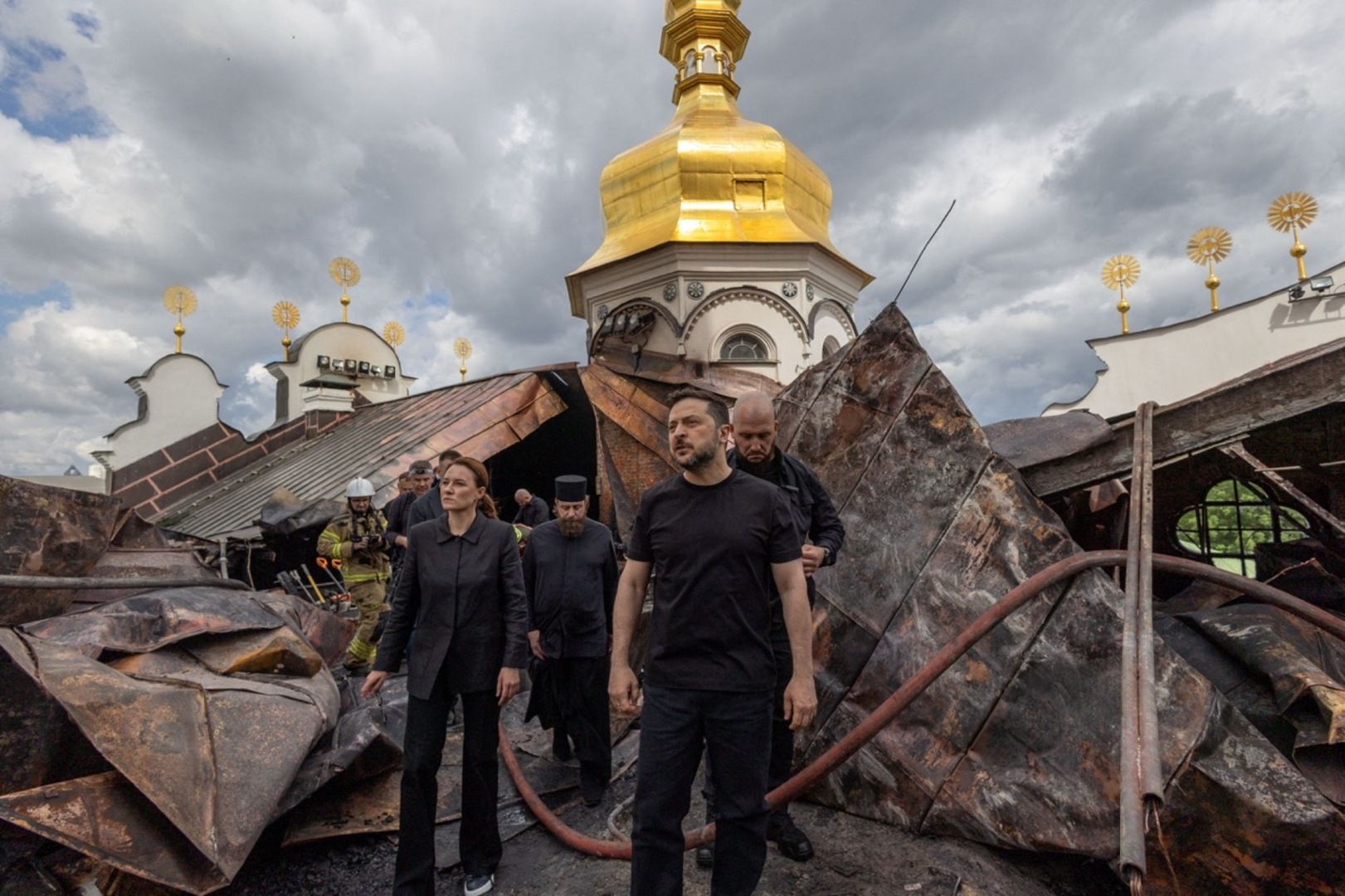 Zelenskyy visits historic Kyiv cathedral after deadly Russian strike