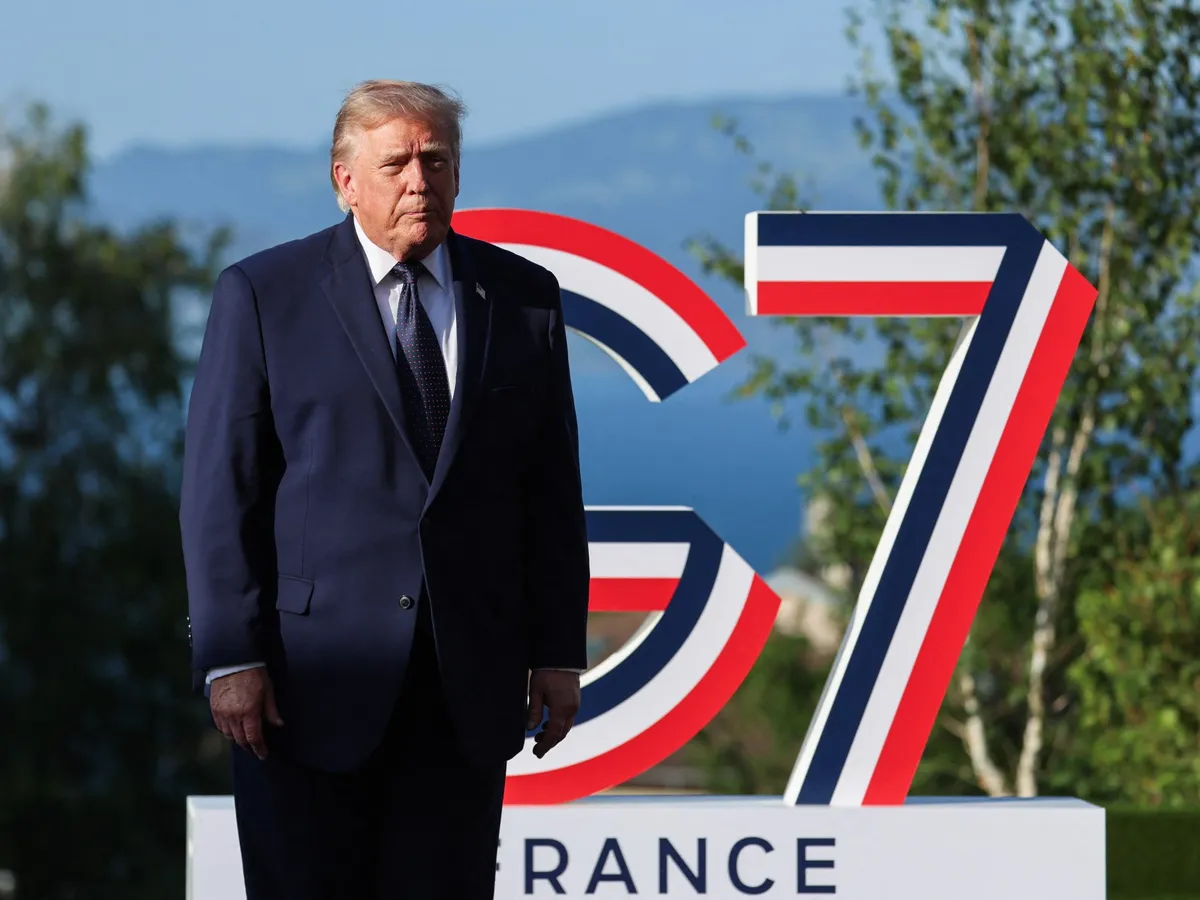 Trump touts Iran deal and Ukraine ambition as he arrives at G7