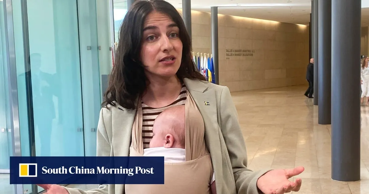 Swedish minister brings baby to EU meeting, a first for the bloc