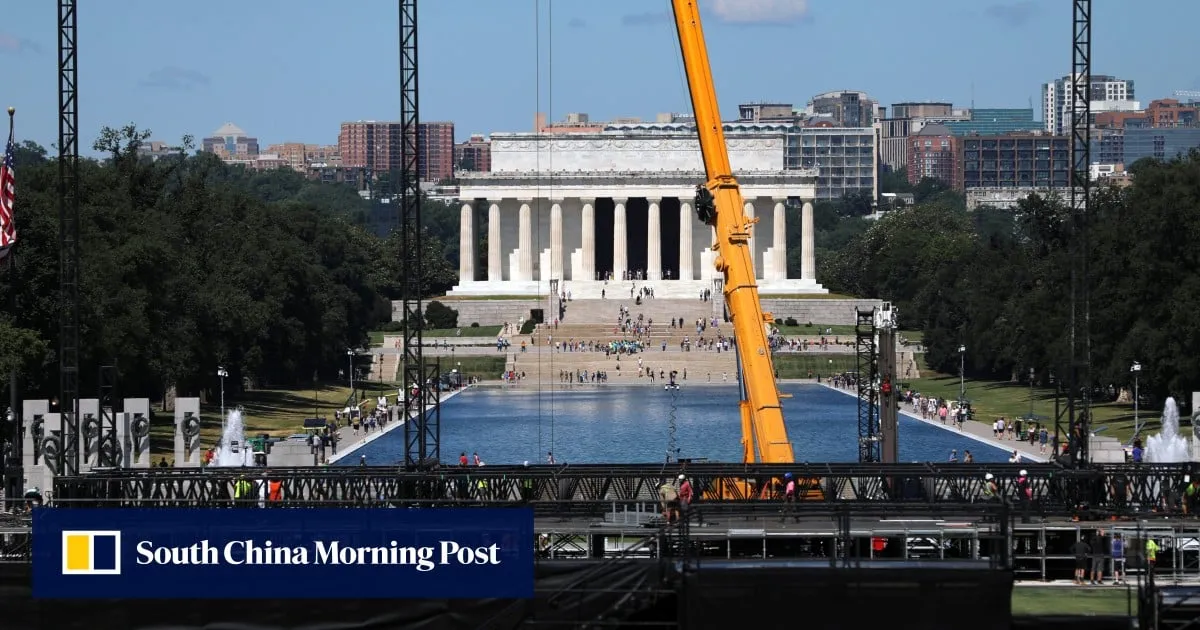 Liner of Trump’s reflecting pool was cut with sharp blade, National Park Service says