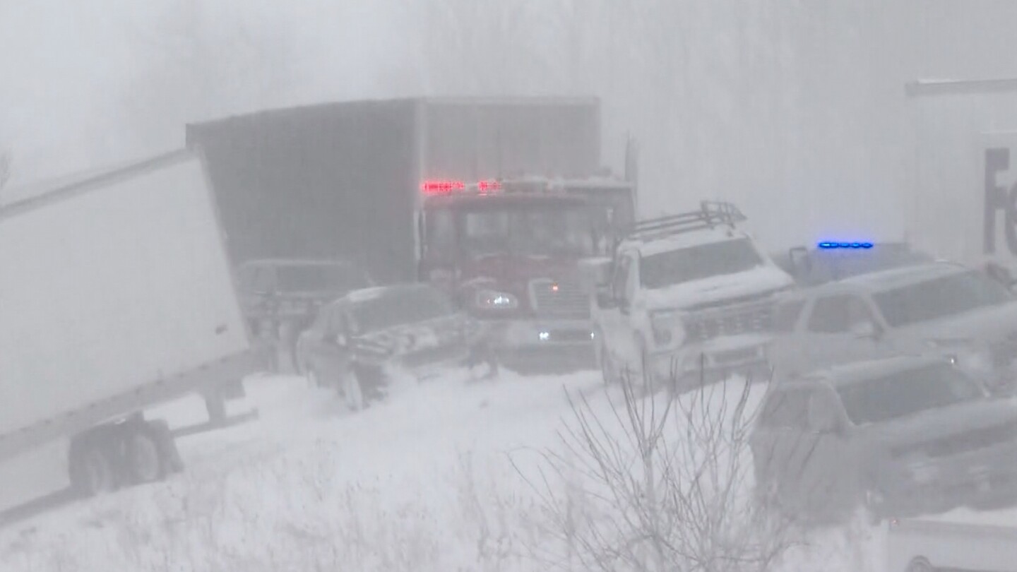 Massive 100-vehicle pileup in Michigan as snowstorm moves across the country