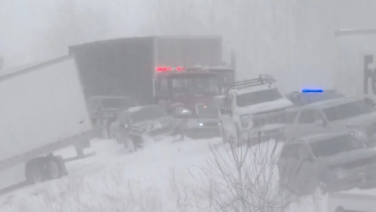 Massive 100-vehicle pileup in Michigan as snowstorm moves across the country