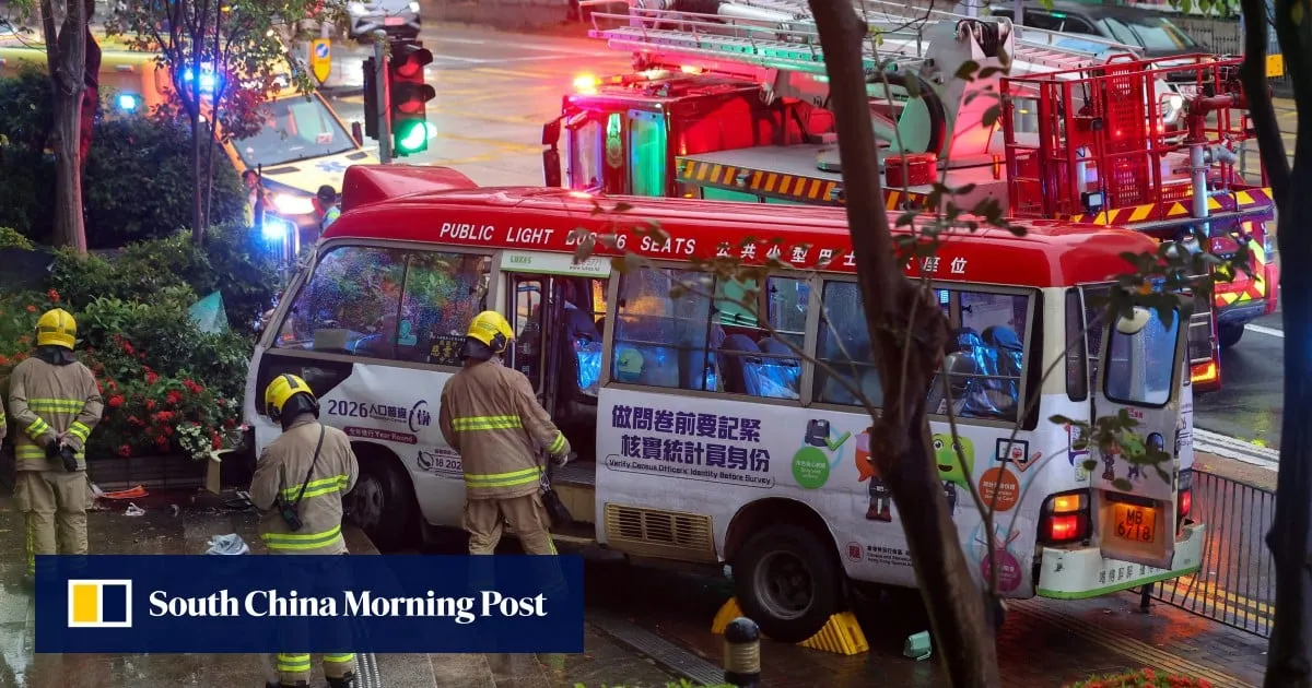 1 dead, 2 seriously injured after minibus mounts pavement, crashes in Hong Kong