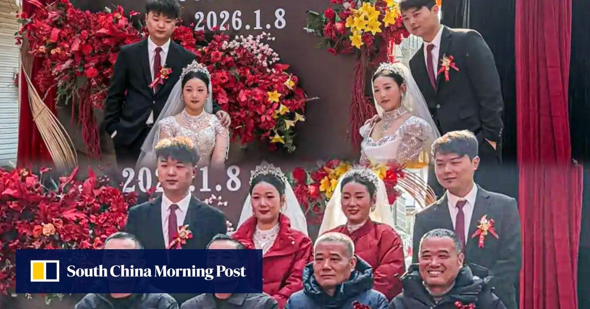 China wedding goes viral as twin brothers marry twin sisters and both sides have twin uncles