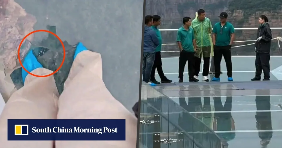 China teenager cracks panel on tourist site’s glass bridge; public questions structural quality