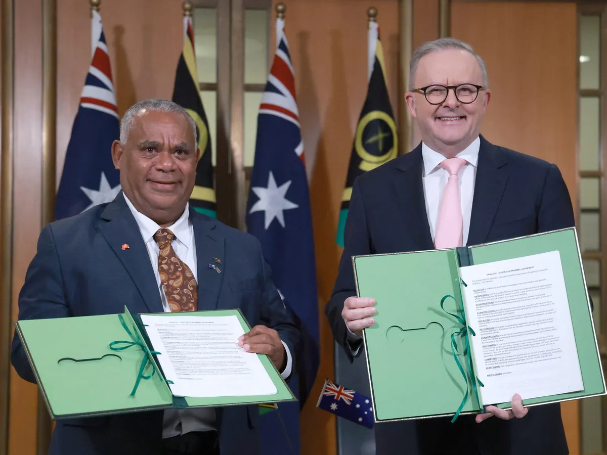 Australia and Vanuatu sign deal to block foreign military bases