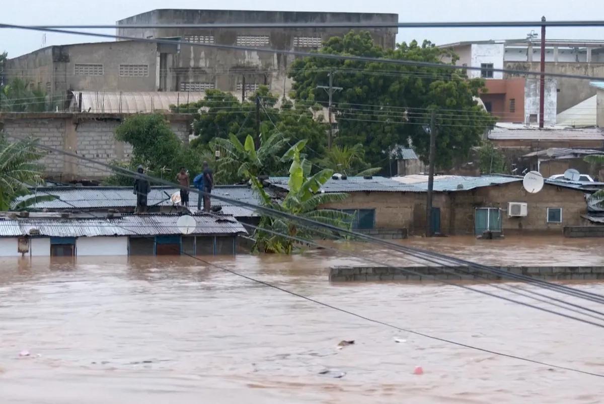 Fire and floods hit Ghana’s capital as residents are left stranded
